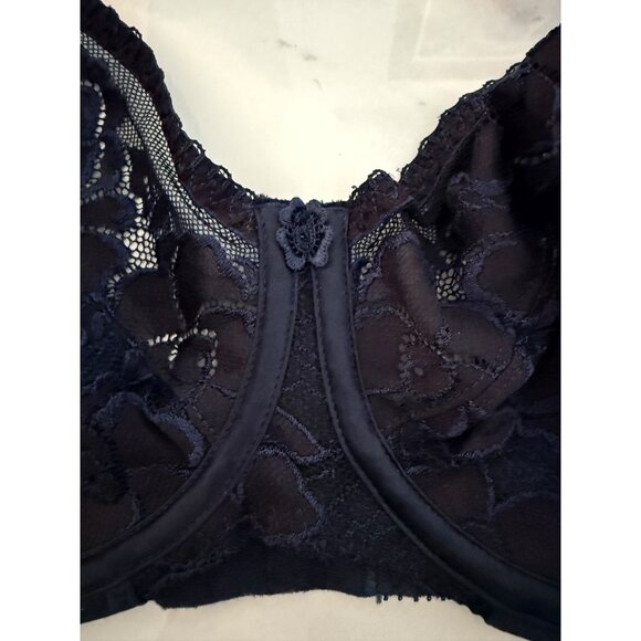 Chantelle 3011 Classy Full Figure Lace 3-Parts Bra Navy BLUE 36DD - Picture 3 of 8